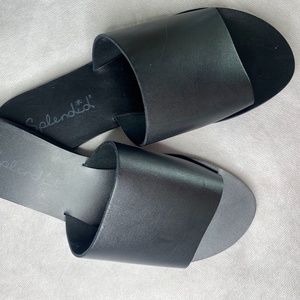 Splendid Black Leather Slide Sandals Size 7 NWOT